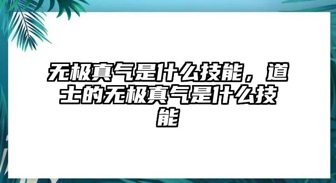 無(wú)極真氣是什么技能，道士的無(wú)極真氣是什么技能