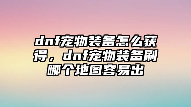 dnf寵物裝備怎么獲得，dnf寵物裝備刷哪個(gè)地圖容易出