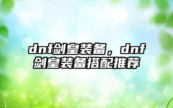 dnf劍皇裝備，dnf劍皇裝備搭配推薦