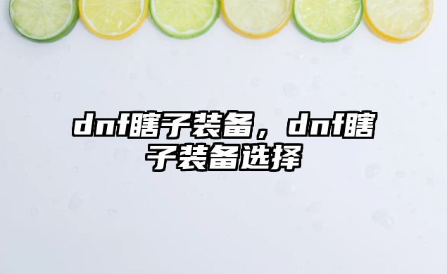 dnf瞎子裝備，dnf瞎子裝備選擇