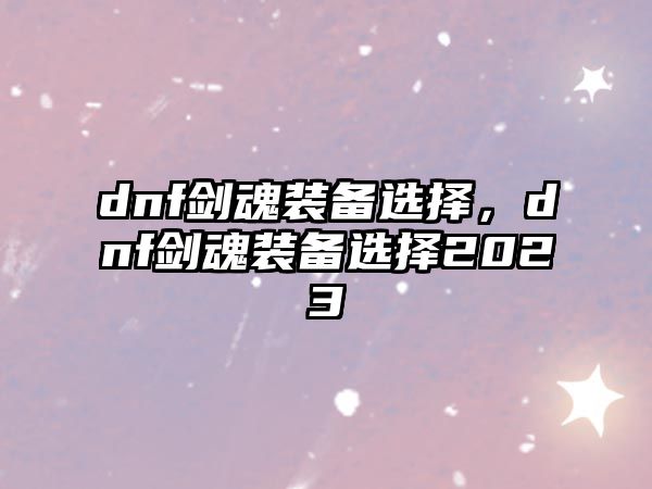 dnf劍魂裝備選擇，dnf劍魂裝備選擇2023