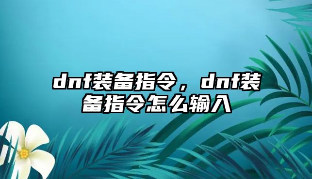 dnf裝備指令，dnf裝備指令怎么輸入