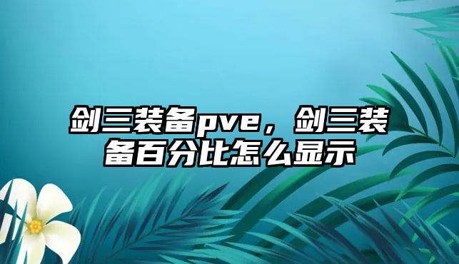 劍三裝備pve，劍三裝備百分比怎么顯示