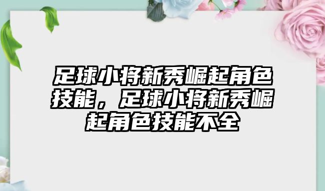 足球小將新秀崛起角色技能，足球小將新秀崛起角色技能不全