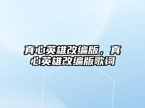 真心英雄改編版，真心英雄改編版歌詞