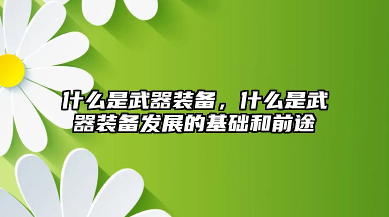 什么是武器裝備，什么是武器裝備發(fā)展的基礎和前途