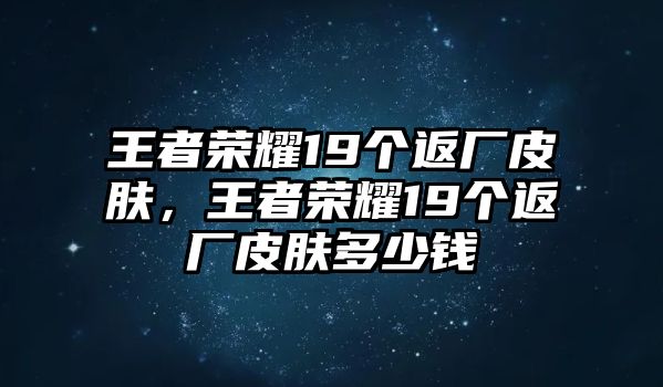 王者榮耀19個返廠皮膚，王者榮耀19個返廠皮膚多少錢