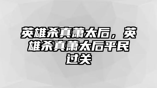 英雄殺真蕭太后，英雄殺真蕭太后平民過關