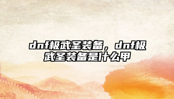 dnf極武圣裝備，dnf極武圣裝備是什么甲